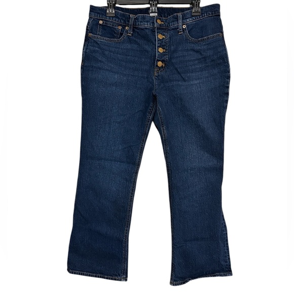J. Crew Flare Crop Jeans Blue Size‎ 31 (Waist 33) All-Day Stretch Denim #BJ825 - Picture 1 of 16